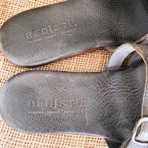 Bed|Stu Hilda Leather Flat Sandals in Graphite Size 7 - Picture 7 of 10